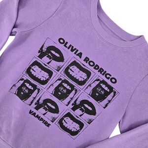 Olivia Rodrigo Vampire Purple Graphic Sweatshirt LARGE Women GUTS Tour Aesthetic